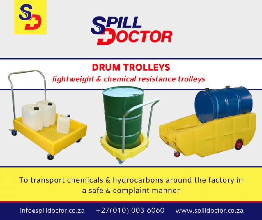 Lightweight drum trolleys with chemical resistance SpillDoctor.co.za